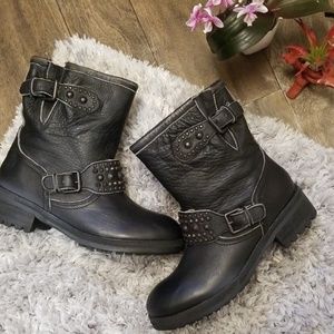 ASH Rebel Studded Leather Moto Boots